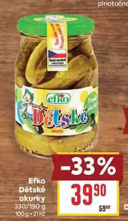 Billa Efko Dětské okurky 330/190 g nabídka