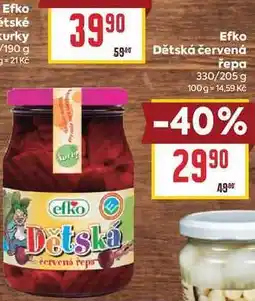 Billa Efko Dětská červená řepa 330/205 g nabídka