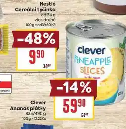 Billa Clever Ananas plátky 825/490 g nabídka