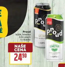 Billa Proud ležák, limetka 0,51, plech nabídka