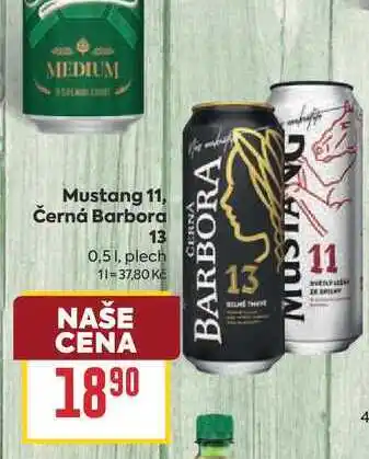 Billa Mustang 11, Černá Barbora 13 0,51, plech nabídka