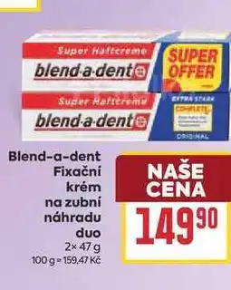 Billa Blend-a-dent Fixační krém na zubní náhradu duo 2× nabídka