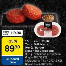 Tesco Tesco Grill Master Hovězí burger s papričkou jalapeño nabídka