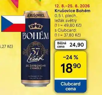 Tesco Krušovice Bohém, 0.5 l, plech nabídka