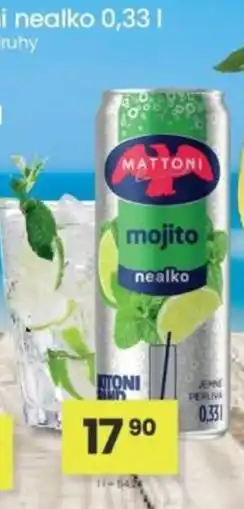 Kubík potraviny Mattoni mojito nealko nabídka