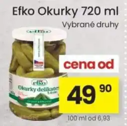 Kubík potraviny Efko Okurky delikates nabídka