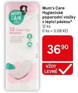 Tesco Mum's Care Hygienické poporodní vložky s lepicí páskou, 12 ks nabídka