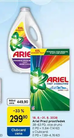 Tesco Ariel Prací prostředek, 38-63 PD, více druhů nabídka
