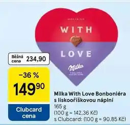 Tesco Milka With Love Bonboniéra s lískooříškovou náplní nabídka