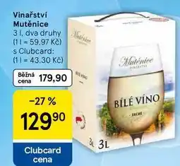Tesco Vinařství Mutěnice, 3 l, dva druhy nabídka