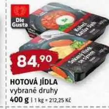Trefa DLE GUSTA HOTOVÁ JÍDLA vybrané druhy nabídka