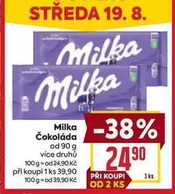 Billa Milka Čokoláda od nabídka