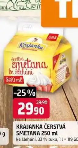 Trefa KRAJANKA ČERSTVÁ SMETANA 250 ml ke šlehání, 33 % tuku nabídka