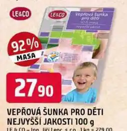 Trefa LE&CO VEPŘOVÁ ŠUNKA PRO DĚTI NEJVYŠŠÍ JAKOSTI nabídka