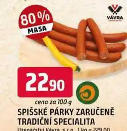 Trefa SPIŠSKÉ PÁRKY nabídka