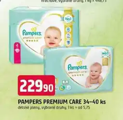 Trefa PAMPERS PREMIUM CARE 34-40 ks dětské pleny nabídka