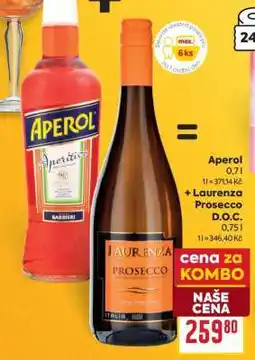 Billa Aperol 0,7 l + Laurenza Prosecco D.O.C. 0,75 l nabídka