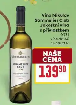 Billa Víno Mikulov Sommelier Club jakostní vína s přívlastkem nabídka