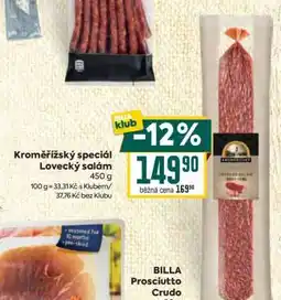 Billa KROMĚŘÍŽSKÝ SPECIÁL Lovecký salám nabídka