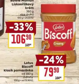 Billa Lotus Biscoff klasik pomazánka nabídka