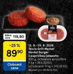 Tesco Tesco Grill Master Hovězí burger s papričkou Jalapeño nabídka