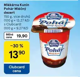 Tesco Mlékárna Kunín Pohár Mléčný dezert nabídka