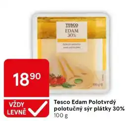 Tesco Tesco Edam polotvrdý polotučný sýr plátky 30% nabídka