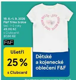 Tesco F&F Triko Srdce nabídka
