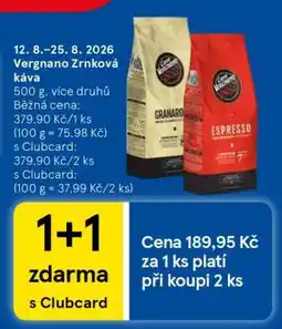 Tesco VERGNANO ZRNKOVÁ KÁVA nabídka