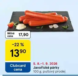 Tesco Javořické párky nabídka