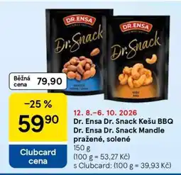 Tesco Dr. Ensa Dr. Snack Kešu BBQ, Dr. Ensa Dr. Snack Mandle pražené, solené nabídka