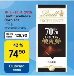 Tesco Lindt Excellence Čokoláda nabídka