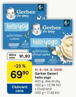 Tesco Gerber Dezert hello yogo nabídka