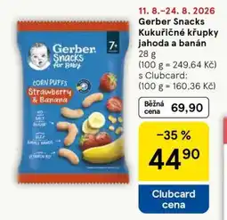 Tesco Gerber Snacks Kukuřičné křupky jahoda a banán nabídka