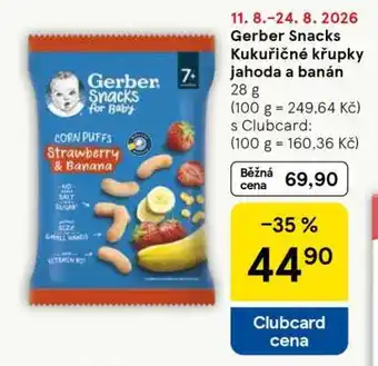 Tesco Gerber Snacks Kukuřičné křupky jahoda a banán nabídka