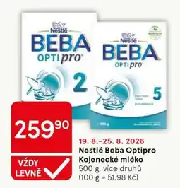 Tesco Nestlé Beba optipro Kojenecké mléko nabídka