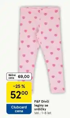 Tesco F&F Dívčí legíny se srdíčky nabídka