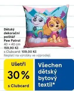 Tesco Dětský dekorační polštář Paw Patrol nabídka