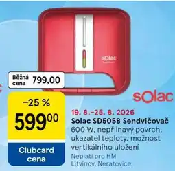 Tesco Solac SD5058 Sendvičovač nabídka