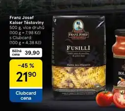 Tesco Franz Josef Kaiser Těstoviny nabídka