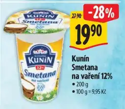 Albert Kunín smetana na vaření 12% nabídka