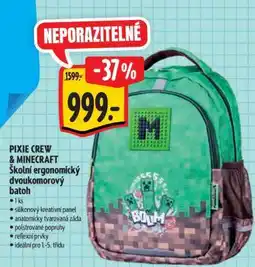 Albert Pixie Crew Minecraft Školní ergonomický dvoukomorový batoh nabídka