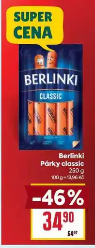 Billa Berlinki Párky classic nabídka