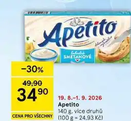 Tesco Apetito tavený sýr nabídka