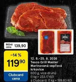 Tesco Tesco Grill Master Marinovaná vepřová krkovice, 600 g, více druhů nabídka