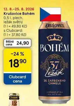 Tesco Krušovice Bohém, 0,5 l, plech, ležák světlý nabídka