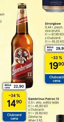 Tesco Gambrinus Patron 12, 0.5 l, sklo, světlý ležák nabídka