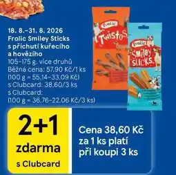 Tesco Frolic Smiley Sticks s příchutí kuřecího a hovězího nabídka