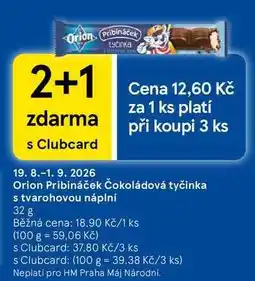 Tesco Orion Pribináček Čokoládová tyčinka s tvarohovou náplní nabídka