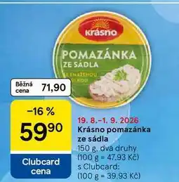 Tesco Krásno pomazánka ze sádla nabídka